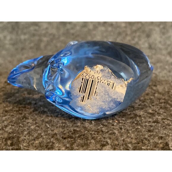 VTG Art Glass Blue Bunny Rabbit & Turtle Paperweight Figurine Translucent - Picture 6 of 10